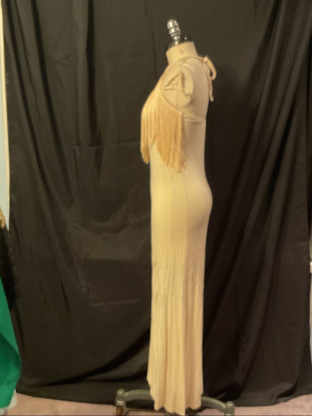 Fringe Detail Cream Maxi Dress - Picture 5 of 5